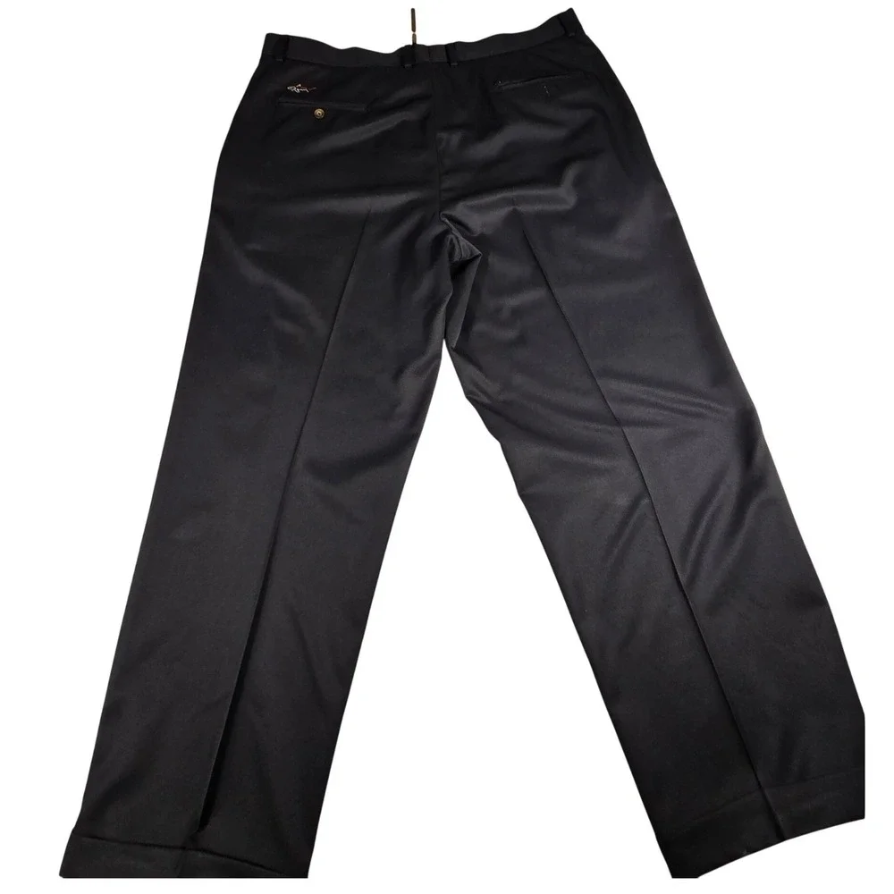 Greg Norman Mens Black Golf Pants Performance Flat Front Shark Logo 40x30